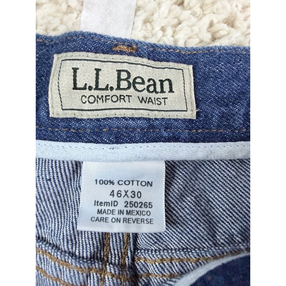 Mens 46 LL Bean Jeans Cotton Blue Comfort Waist Straight Leg Denim Classic 46x30